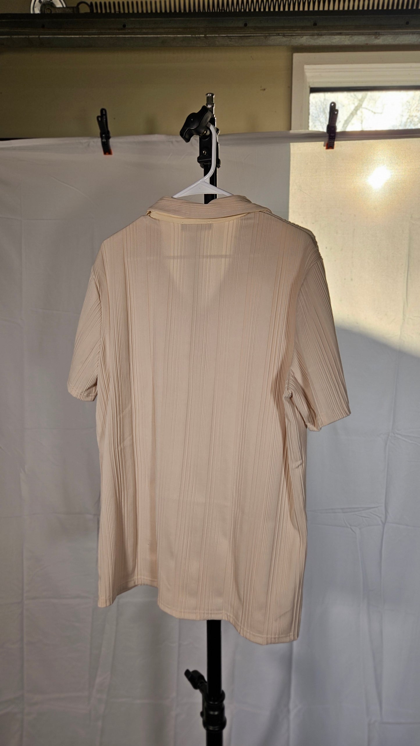 PJ PAUL JONES Mens Polo Shirts Textured Knit V-neck Summer Shirts Size L