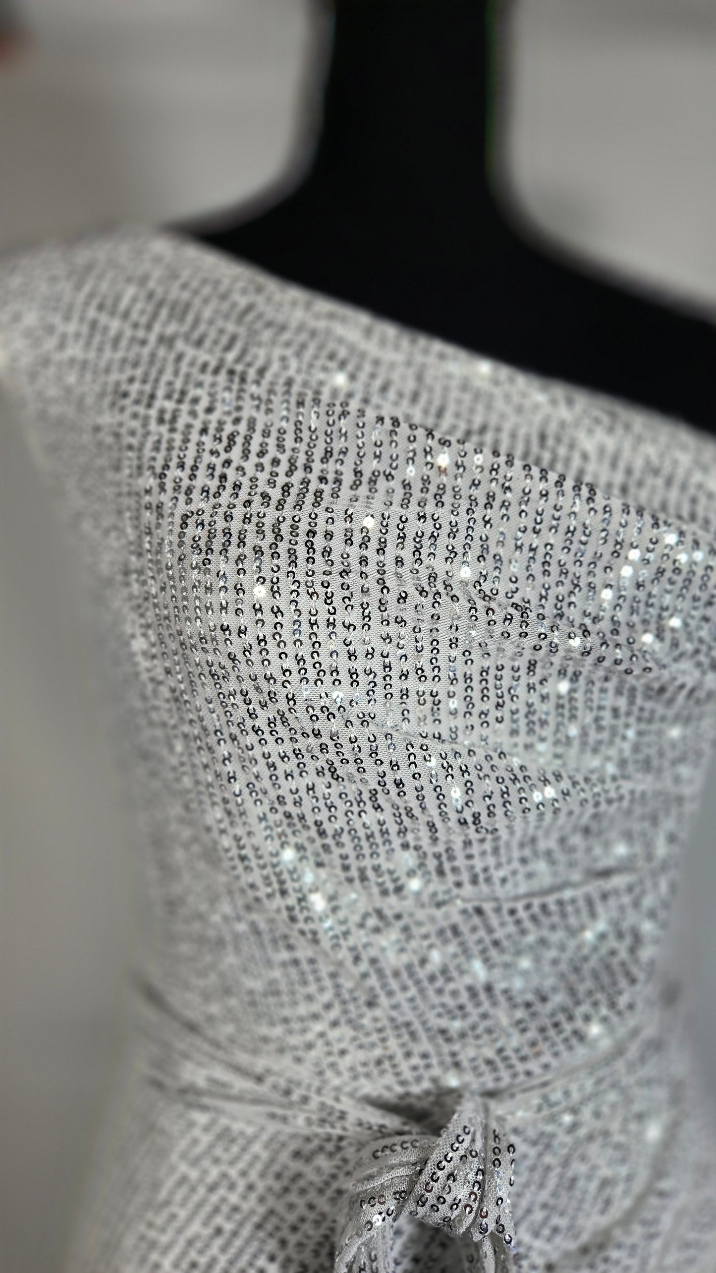 Womens Sequined Long Evening Dress Silver 2 Size No