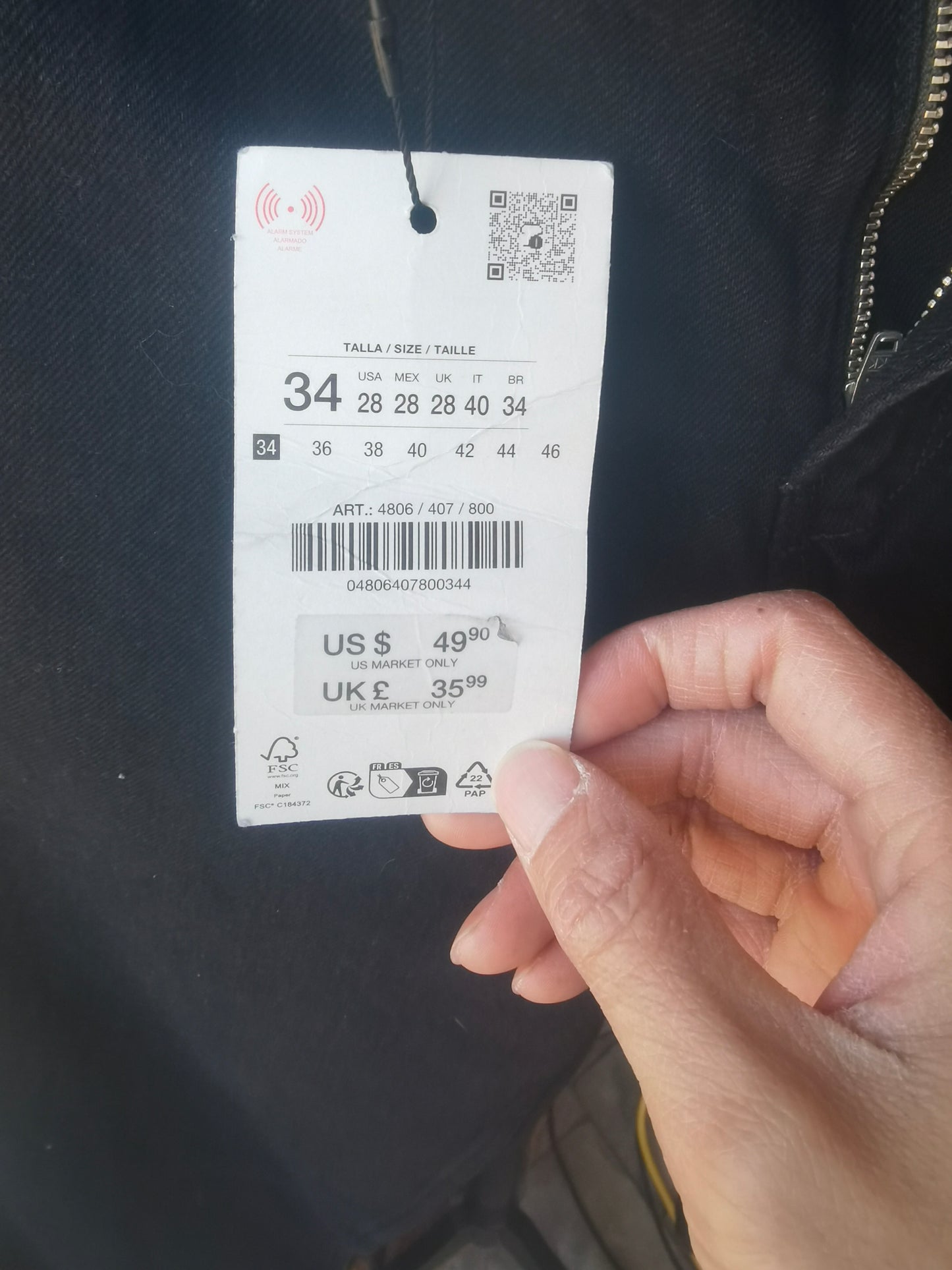 Amazon Essentials Mens Straight-fit Cargo Pant size 34