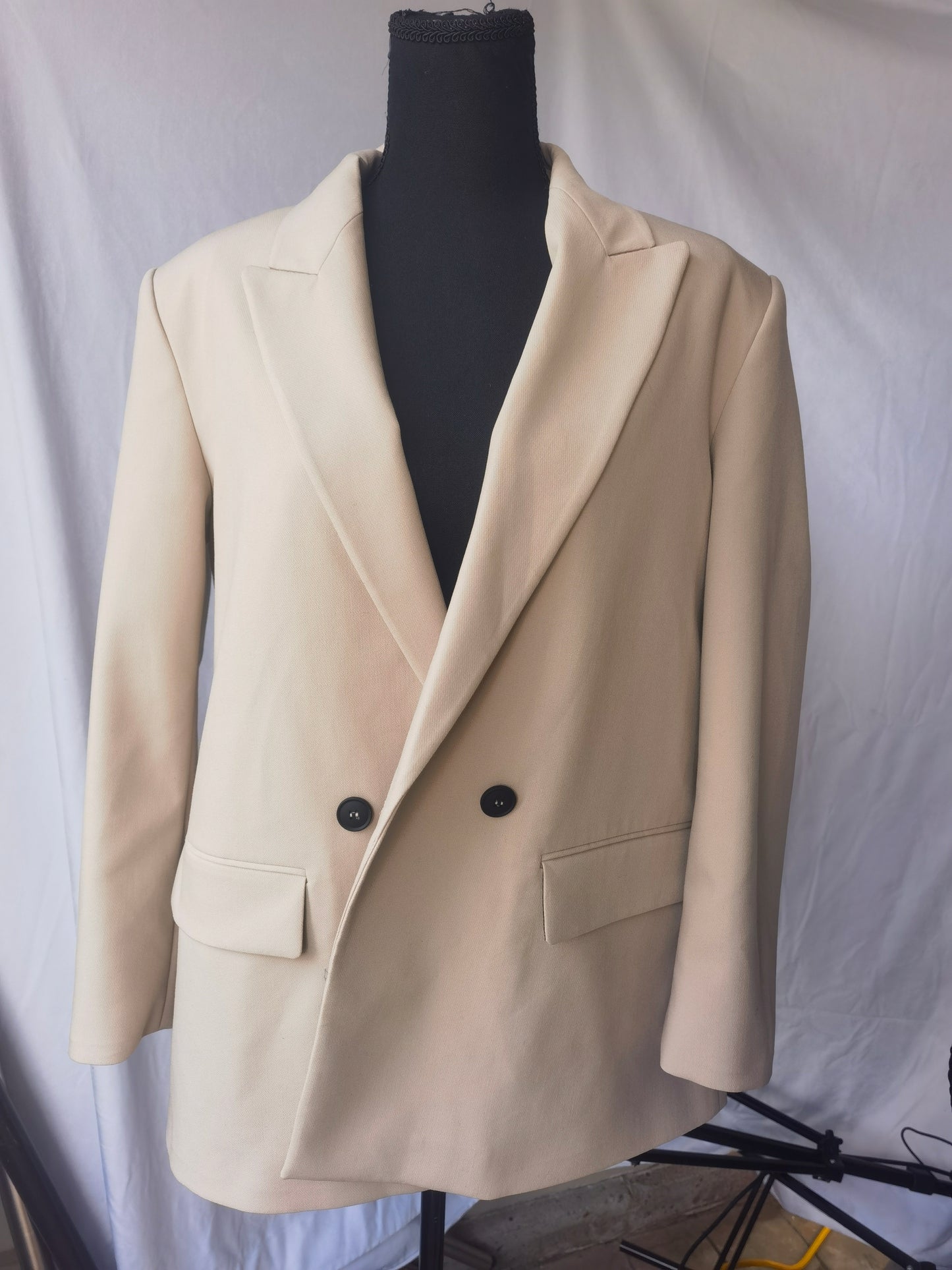 DOUBLE BREASTED SHOULDER PAD BLAZER size S
