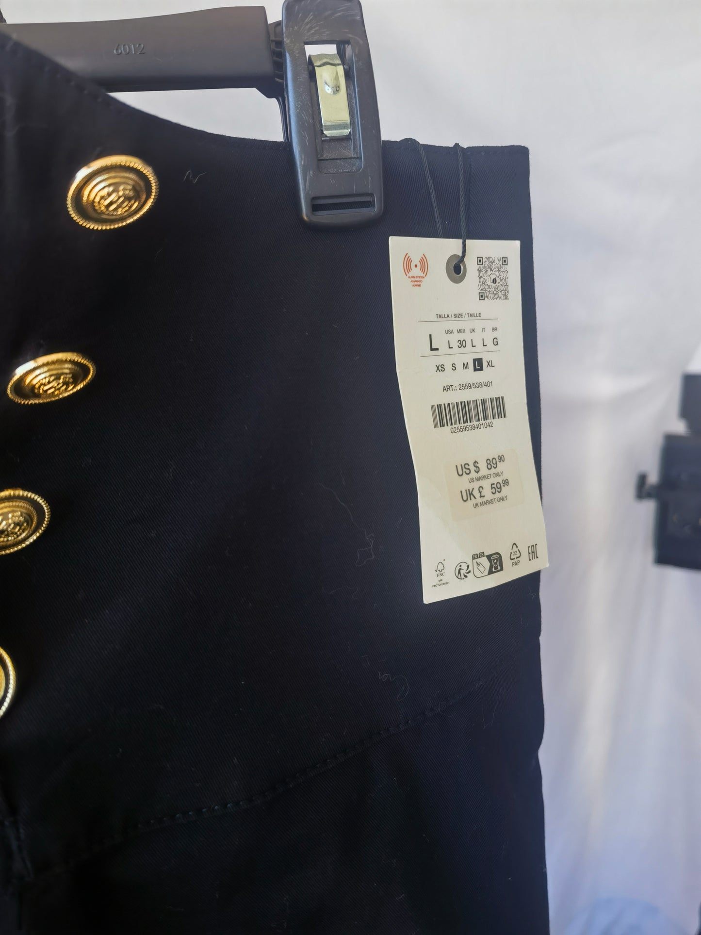 ZW COLLECTION PAPER BAG WAIST SKIRT WITH BUTTONS size L