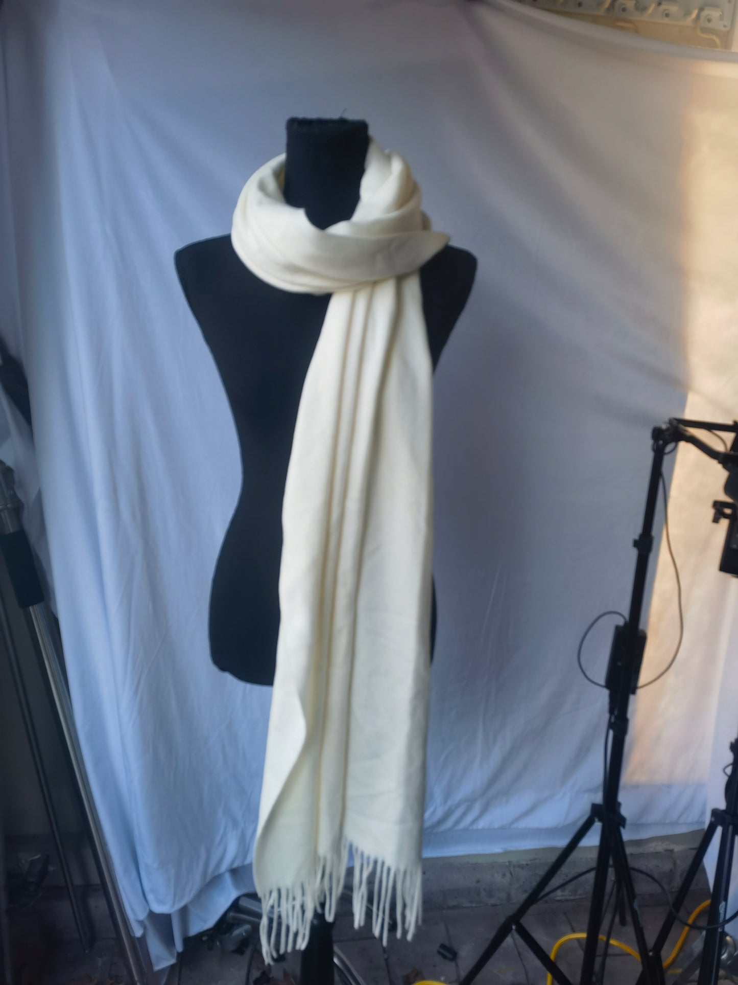 100% Natural Pure Silk Scarf, Solid Color Plain Scarves Soft Winter, IvorySize No didn't find size on picture