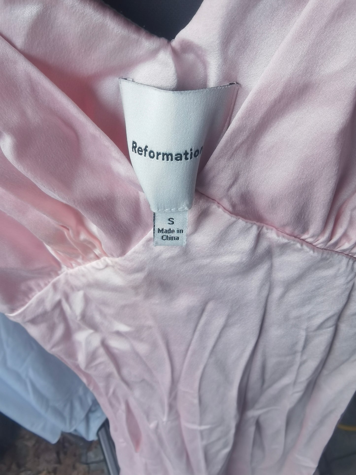 Reformation Pernille Silk Dress, Light Pink/ Cherry Blossom size S