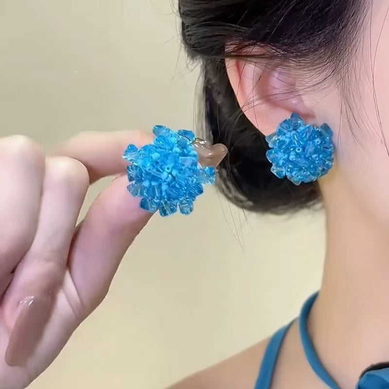 Women's Snow Cluster Bead Ball Earrings
