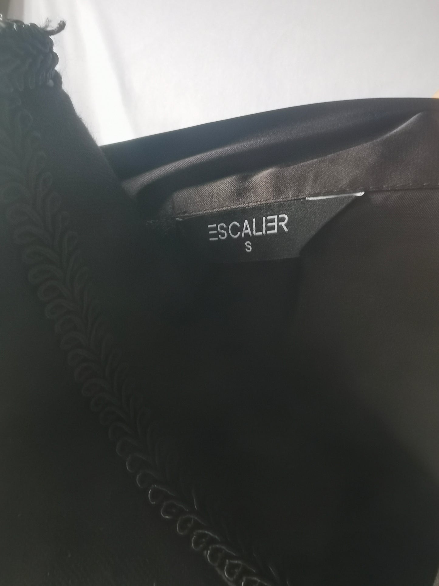 escalier Women's Satin Robe -Satin Nightgown Fontana di vita Set -Lace - Black size S