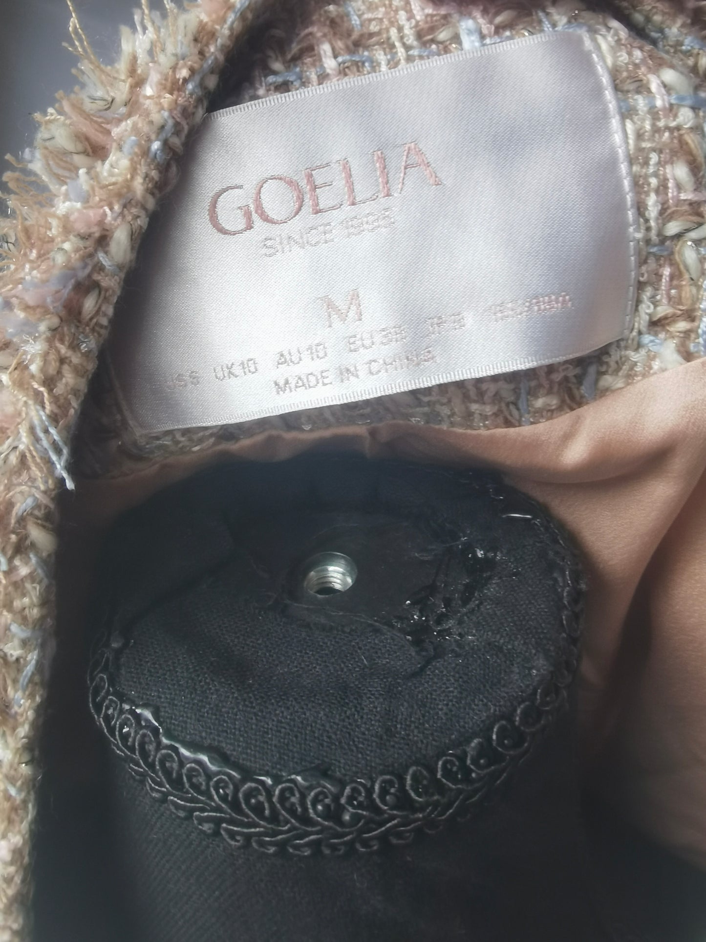 GOELIA Tweed Cropped Blazer Jacket for Women Open Front Long Sleeve Slim Fit Business Casual Blazer Size M