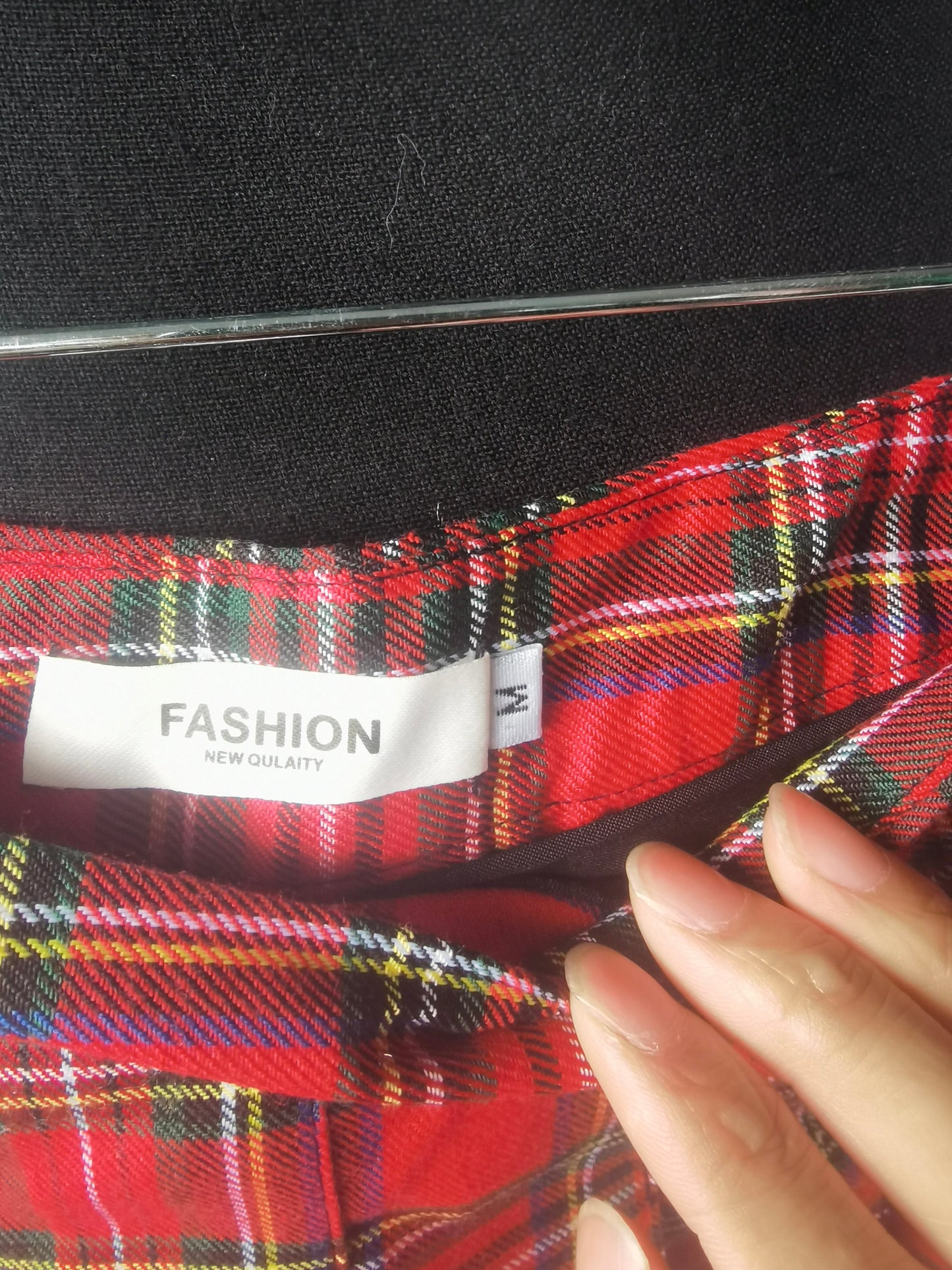 Women's Red Multicolor Check Pleated Mini Tartan Skirt Size M