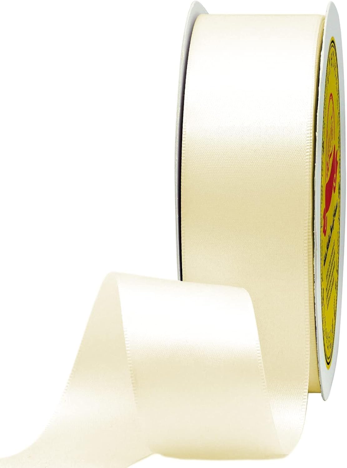 Double Face Ivory Satin Ribbon 1-1/2 inch X 50 Yards Polyester Ivory Ribbon for Gift Wrapping Very Suitable for Weddings Party Hair Bow Invitation Decorations and More