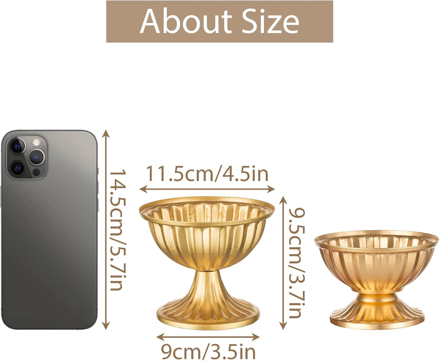 Sziqiqi Gold Flower Arrangement Pots for Centerpiece Table Decorations Metal Vase Urn Planter Decor for Home Wedding Party Christmas (3.7IN-10PCS, Gold)