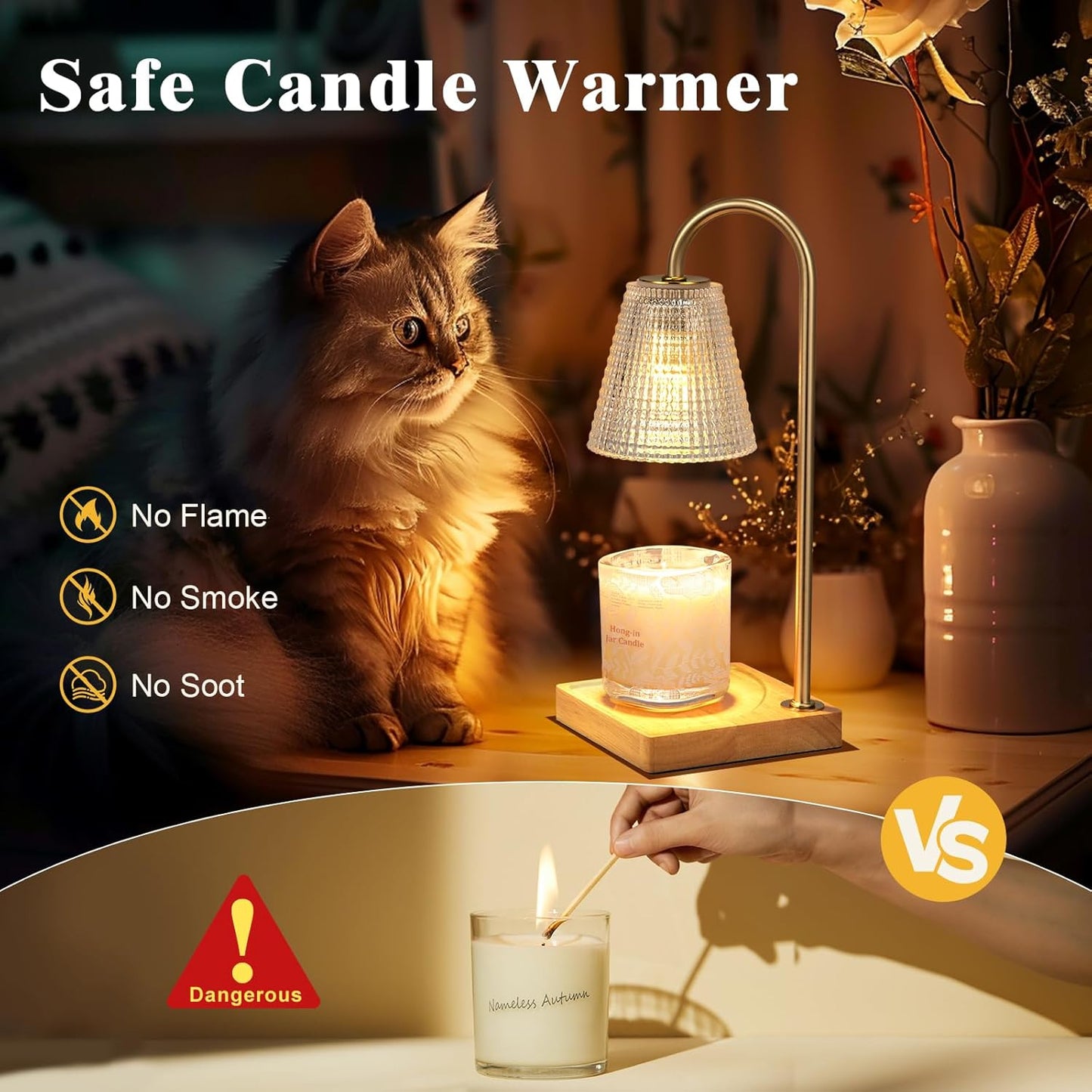 Hong-in Candle Warmer Lamp with Timer Dimmer,Birthday Gifts for Women Mom,House Warming Gifts New Home Room Decor,Wax Warmer for Scented Wax Jar Candles with Unique Dotted Lampshade