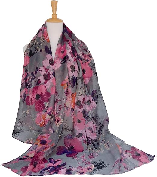 GERINLY Lightweight Scarves Fashion Flowers Print Women Cotton Wrap Scarf Head Shawl Summer Gift didn't find size on picture