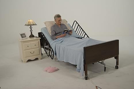 Drive Medical No Gap Deluxe Half Length Side Bed Rails with Brown Vein Finish, Brown Vein, Half Length - 2 Count