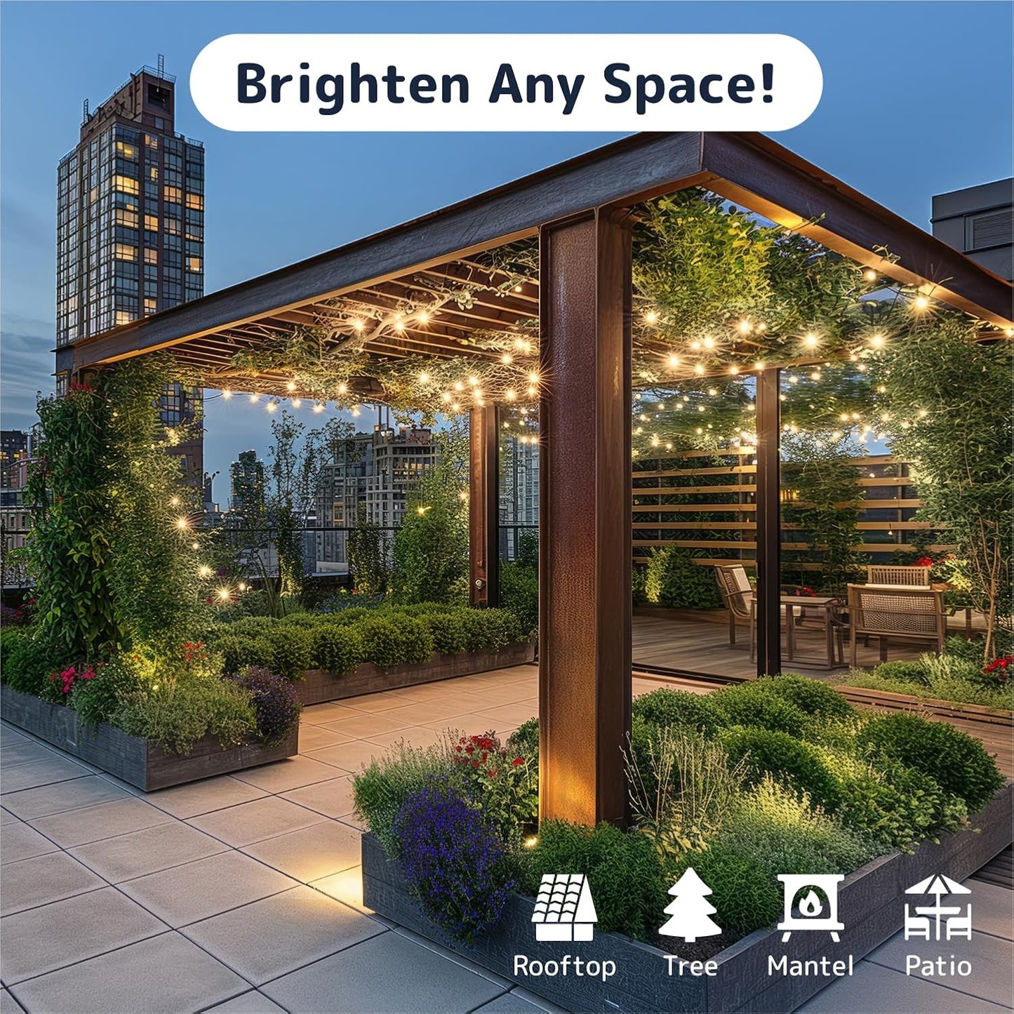 PREXTEX Christmas Lights - 500 Clear Bulbs on 100 ft White Wire, Warm Twinkle Lights String for Indoor and Outdoor Holiday Decorations - Clear Warm White