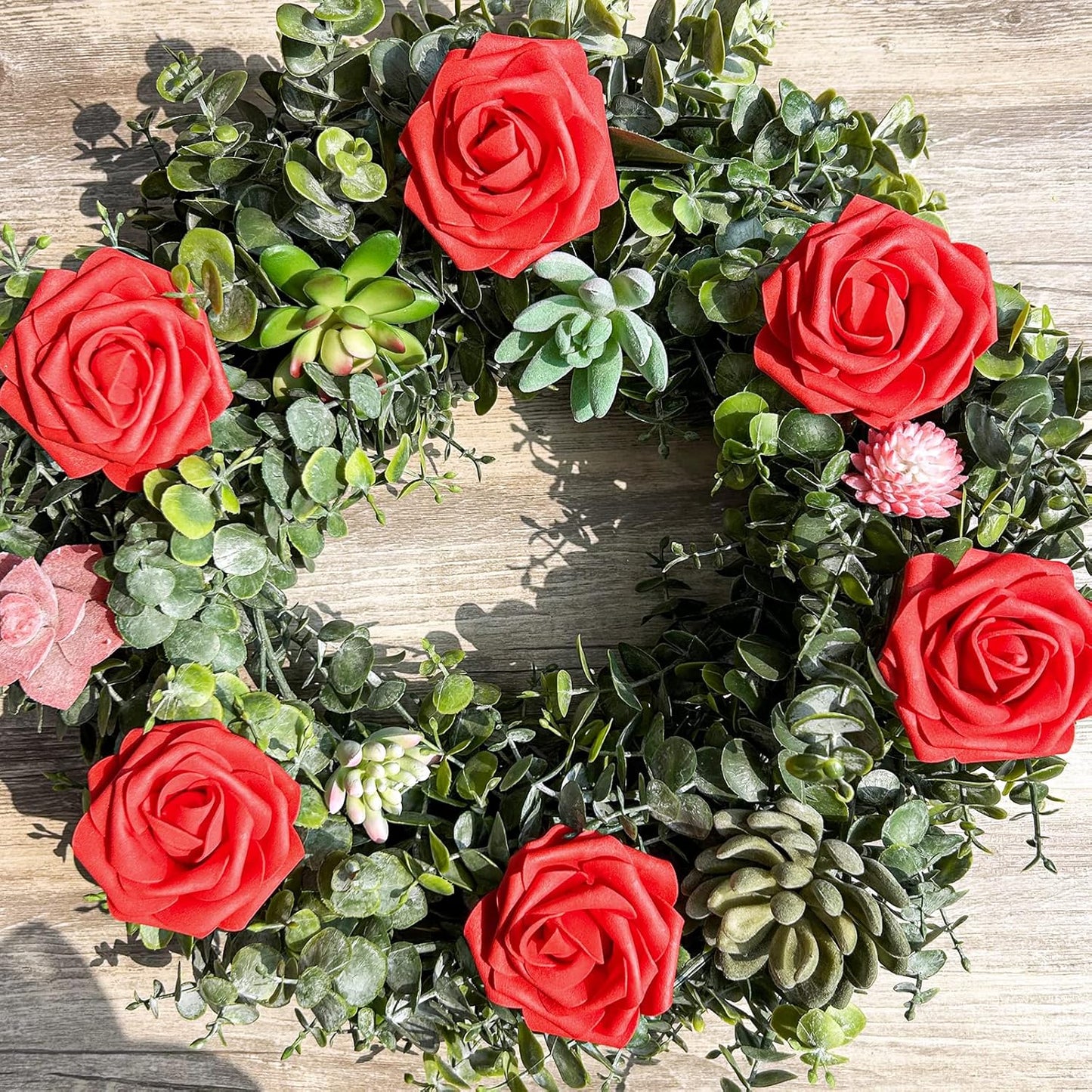 Winlyn 50 pcs Real Touch Red Roses with Stems & Silk Leaves - Bulk Artificial Flowers for Weddings Centerpieces Floral Arrangement Party Decorations Baby Showers Birthday Anniversaries DIY Crafts