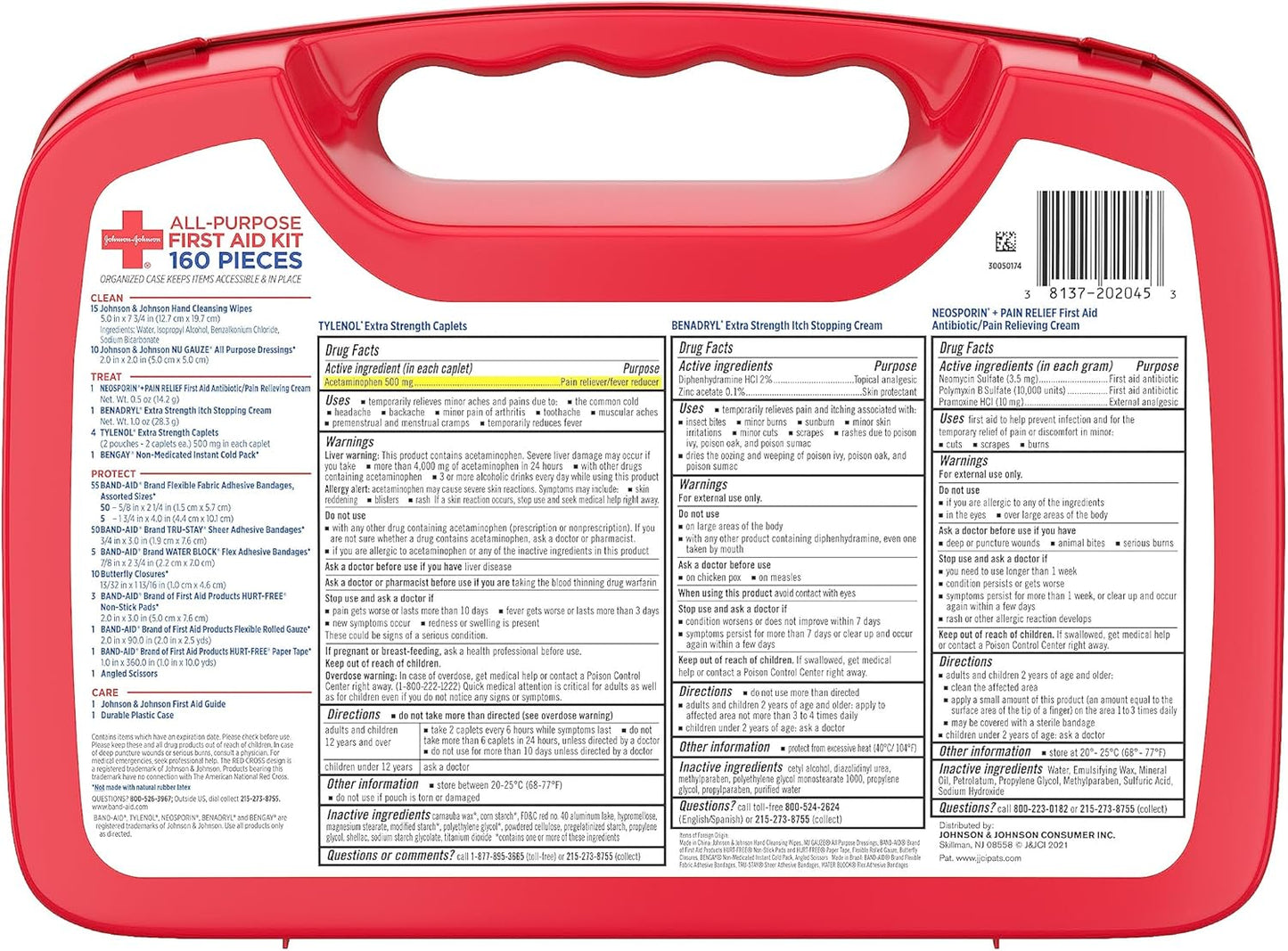 All-Purpose Portable Compact First Aid Kit for Minor Cuts, Scrapes, Sprains & Burns, Home, Car, Travel, Camping & Outdoor Emergency Kit, FSA/HSA Eligible, 160 Pieces
