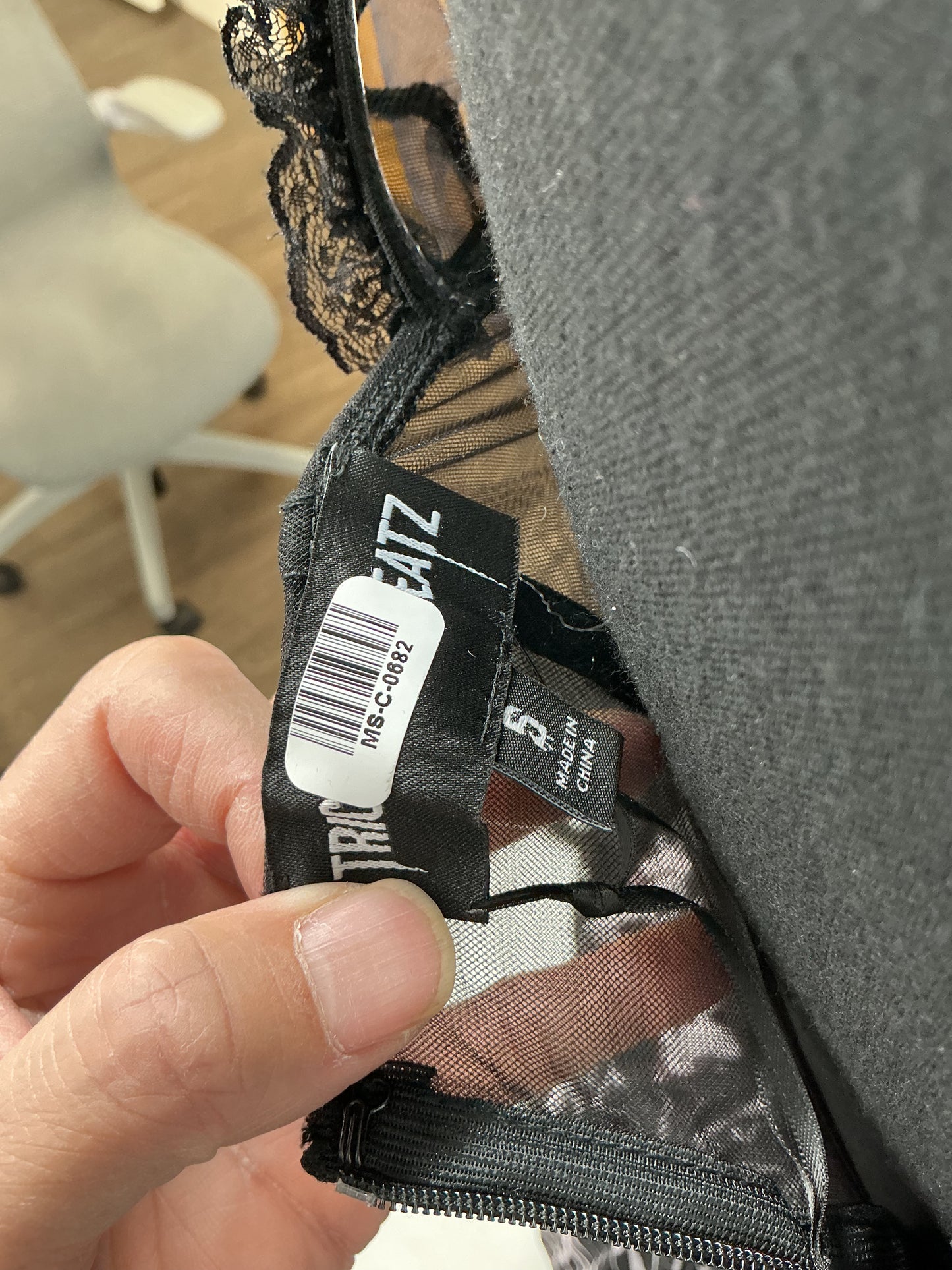 Black Gothic Long Dress with Skull Pattern - Size S