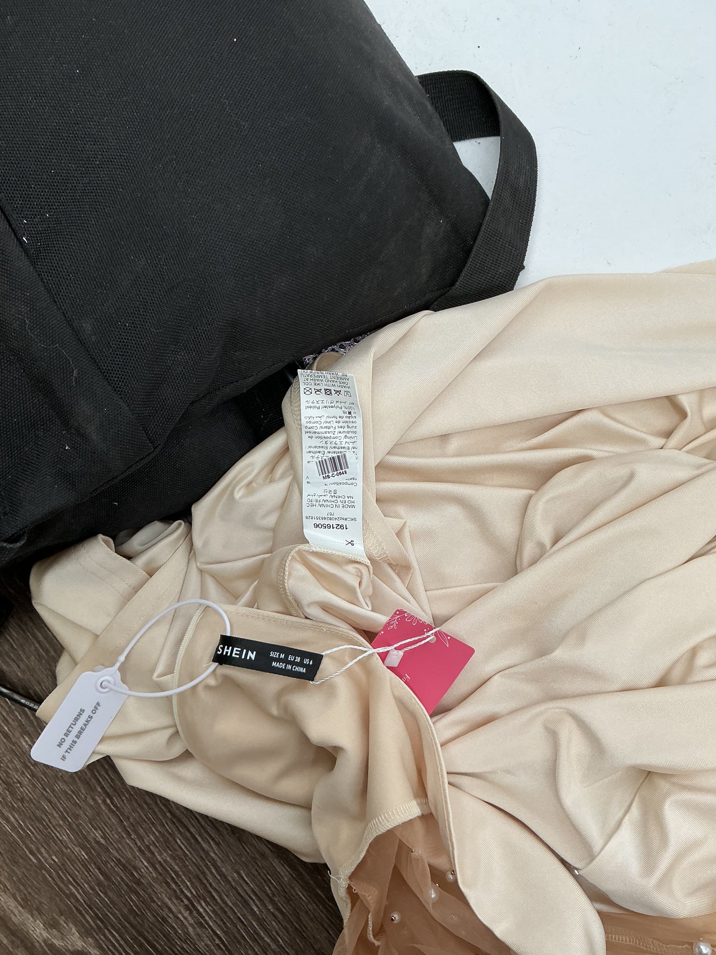 SHEIN Khaki Long Dress with Pearl - Size 6