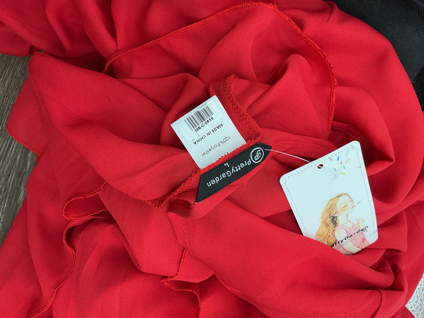 Pretty Garden Red Long Sleeves Blouse Size L