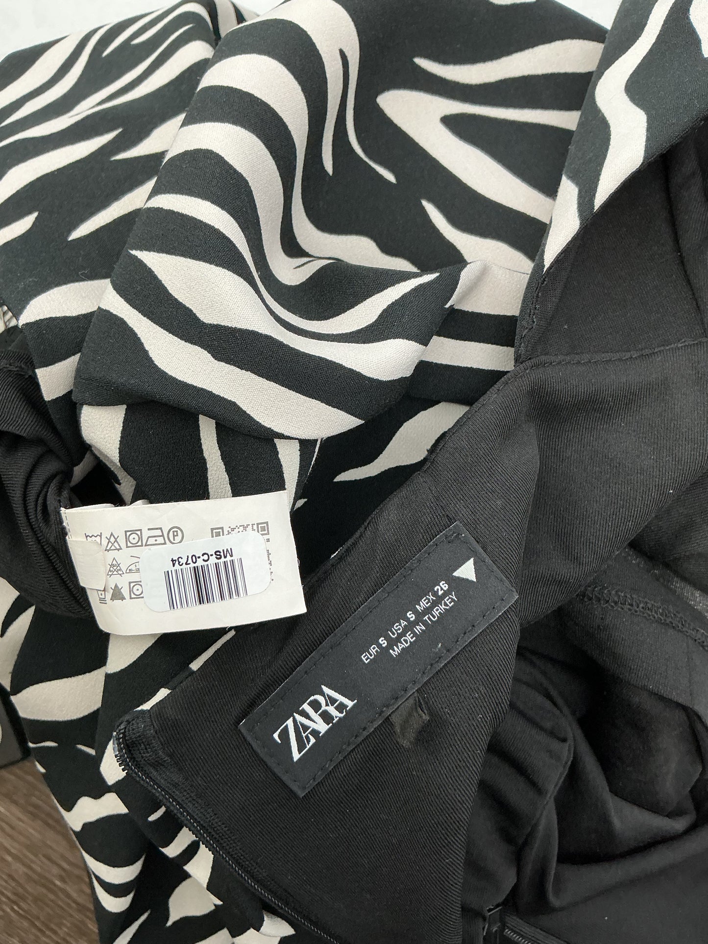 ZARA Black and White Zebra Style Dress Size S