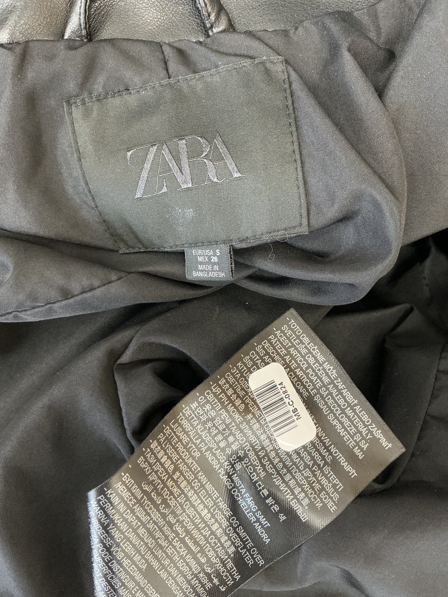 ZARA Black Leather Jacket Size S