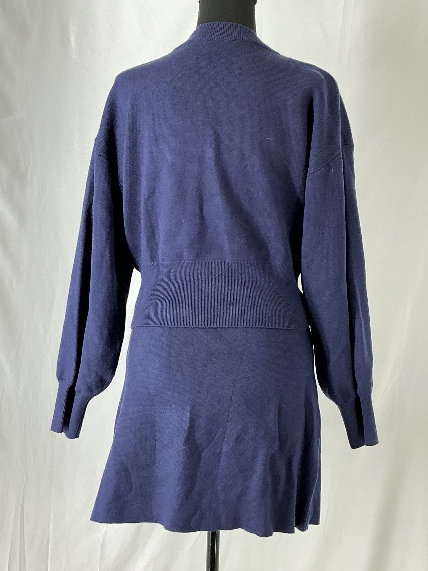 ZARA Navy Blue Suit Sweater With Skirt Size S