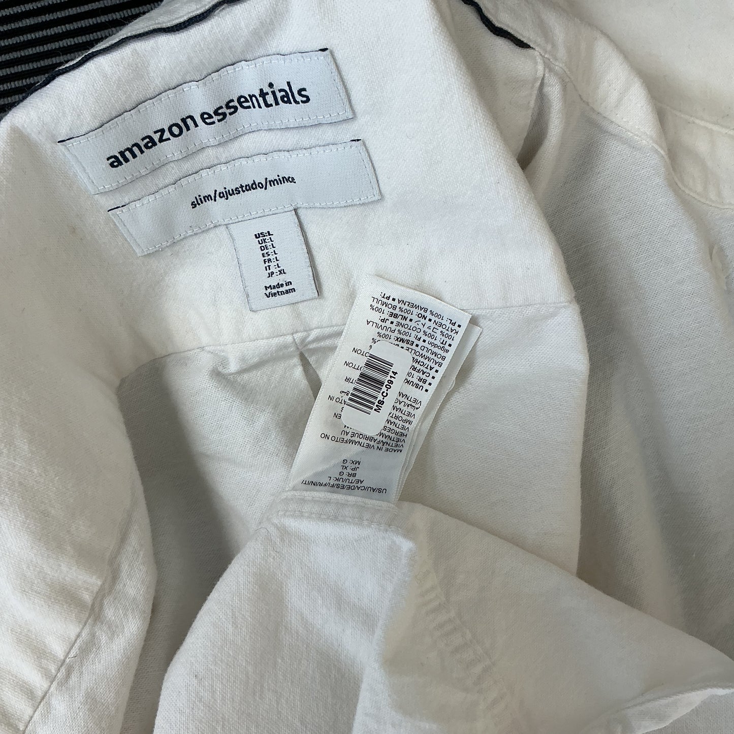 Amazon Essentials White Suit Shirt Size L