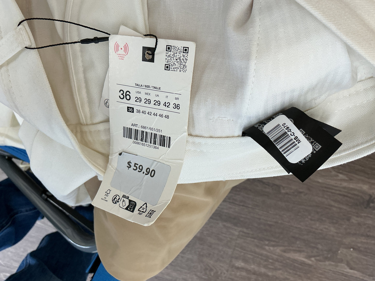 ZARA Ivory Tailored Straight Leg Pants Size 36