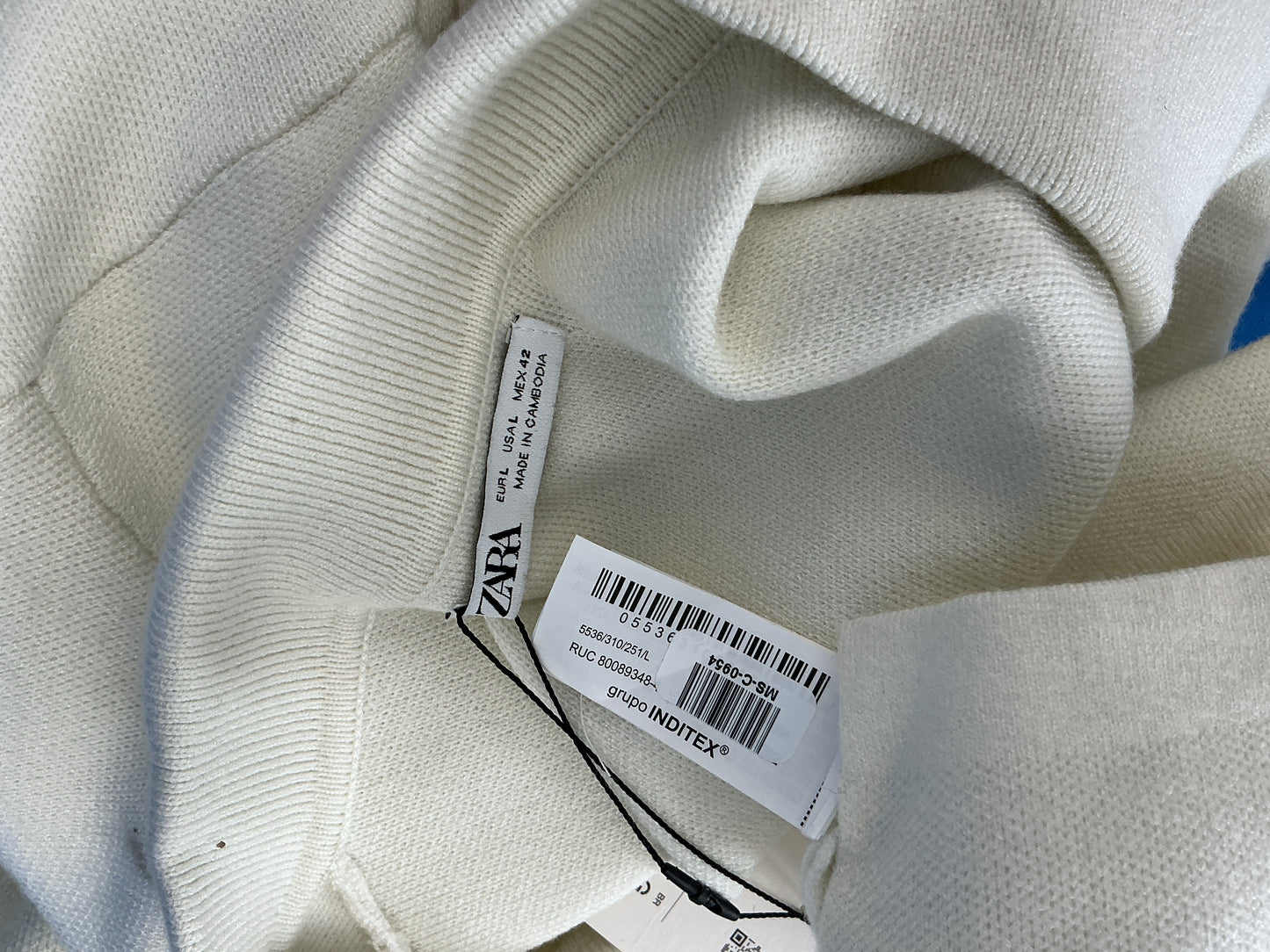 ZARA Beige Long Sleeve Polo Shirt Size L