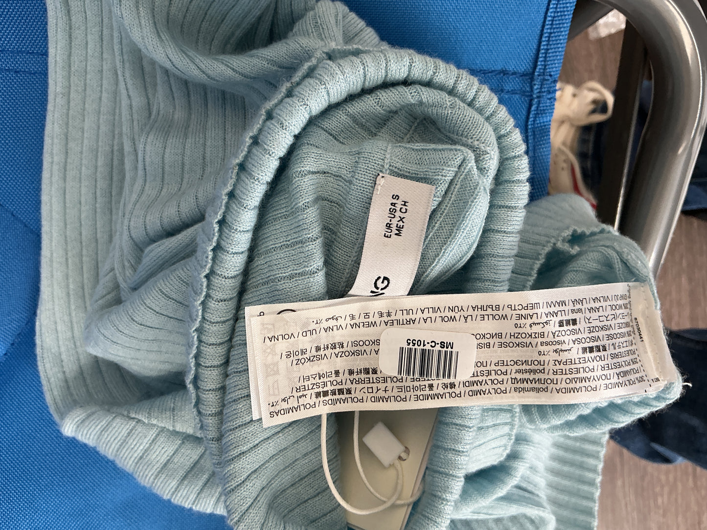 Powder Blue Fine Rib Knit Turtleneck Size S