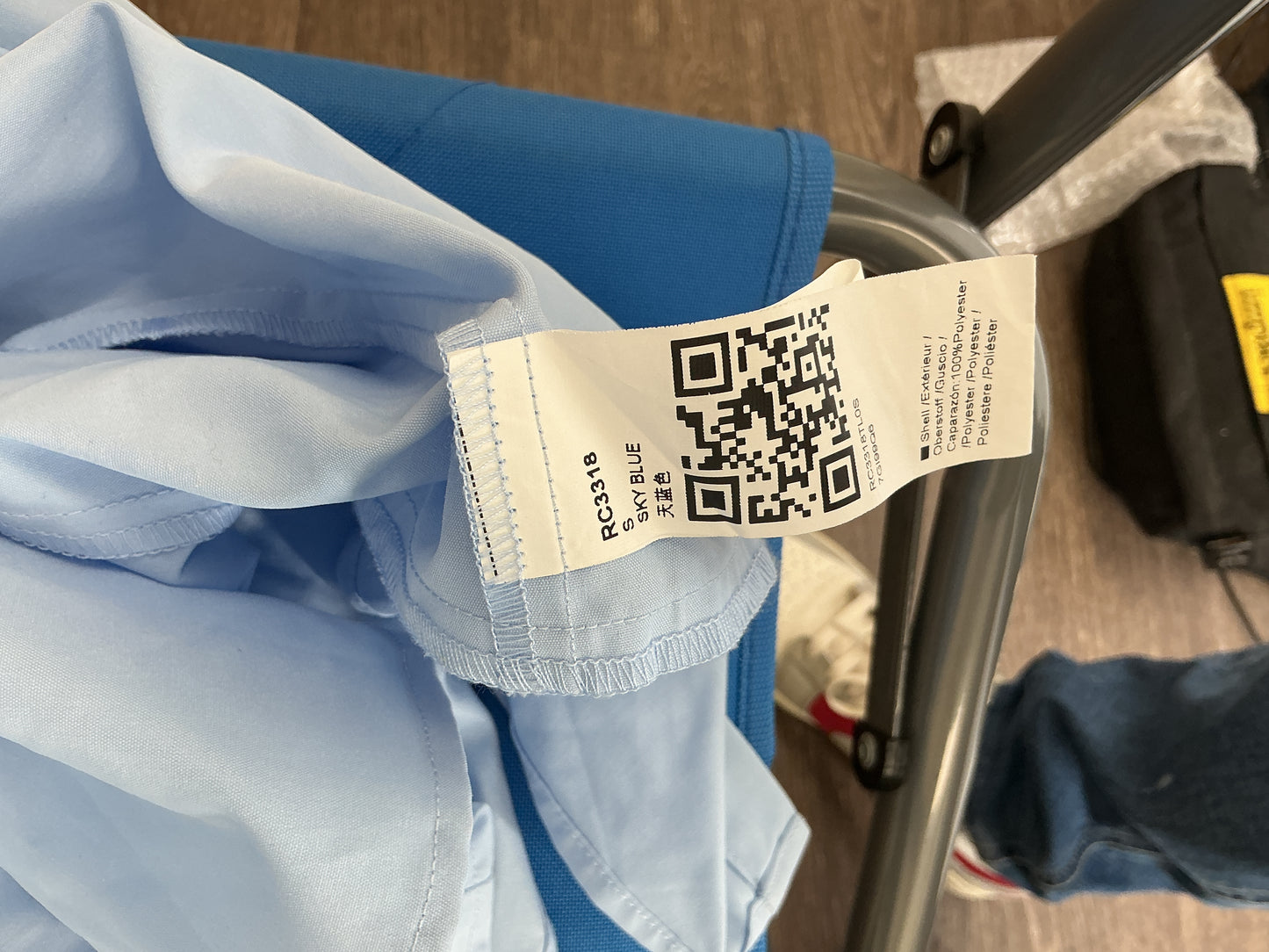 Light Blue Tailored Peplum Blouse with Pin Tucks Size S