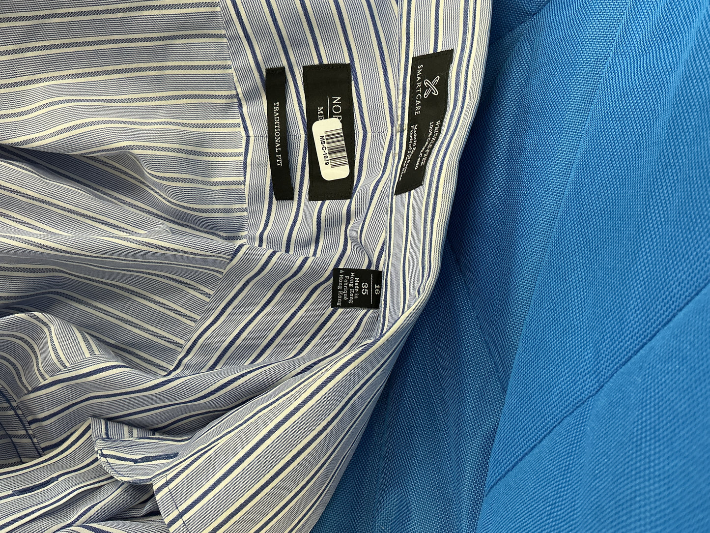 SMARTCARE Classic Blue Pinstripe Oversized Button-Down Shirt Size 35