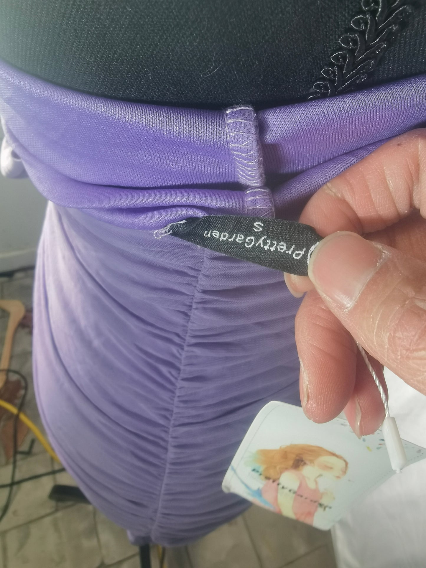 Pretty Garden Lavender Ruched Midi Dress Size Large Bodycon Off Shoulder Party Size S