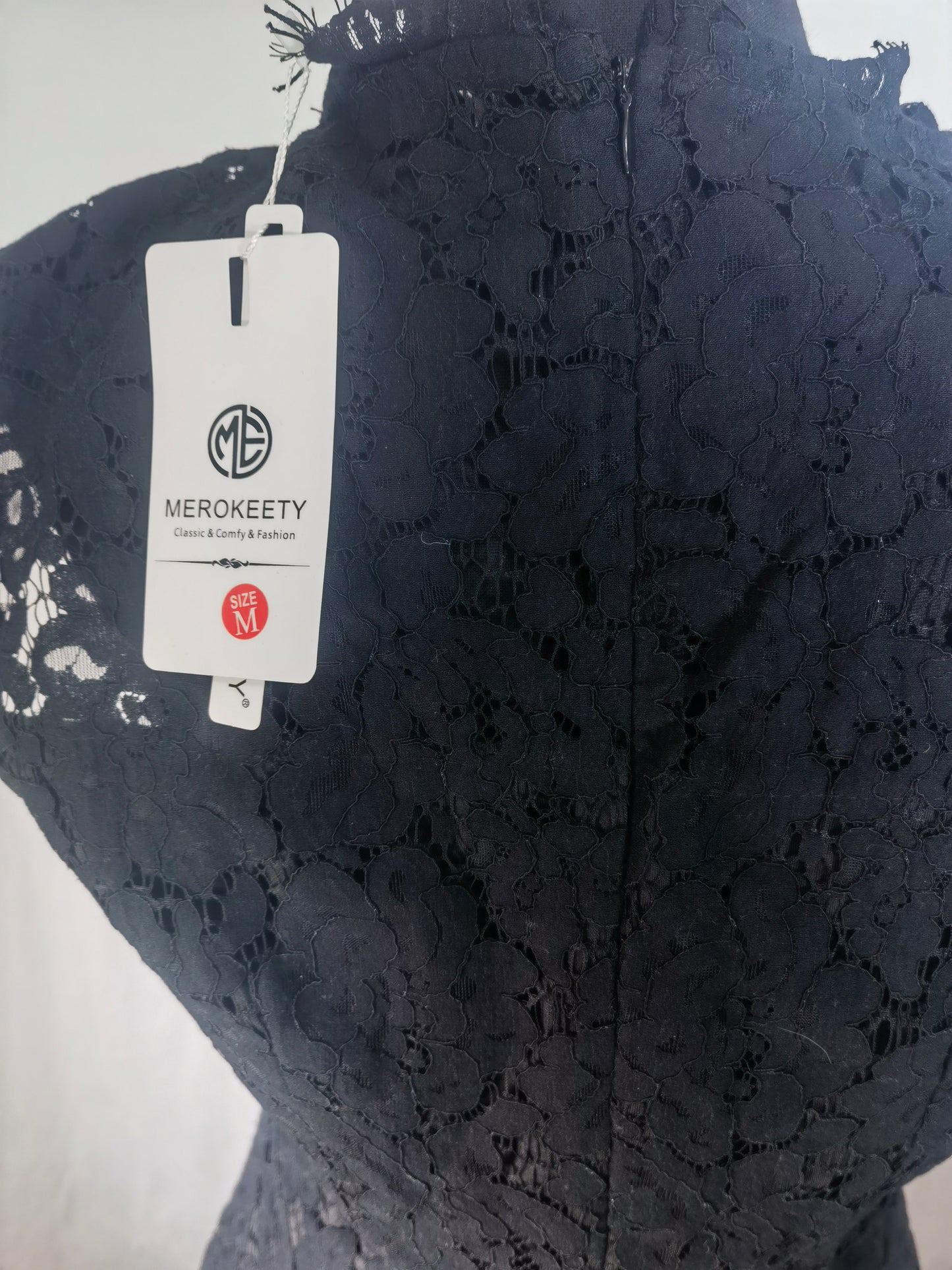 MEROKEETY Sleeveless Lace Floral Elegant Cocktail Dress Size M