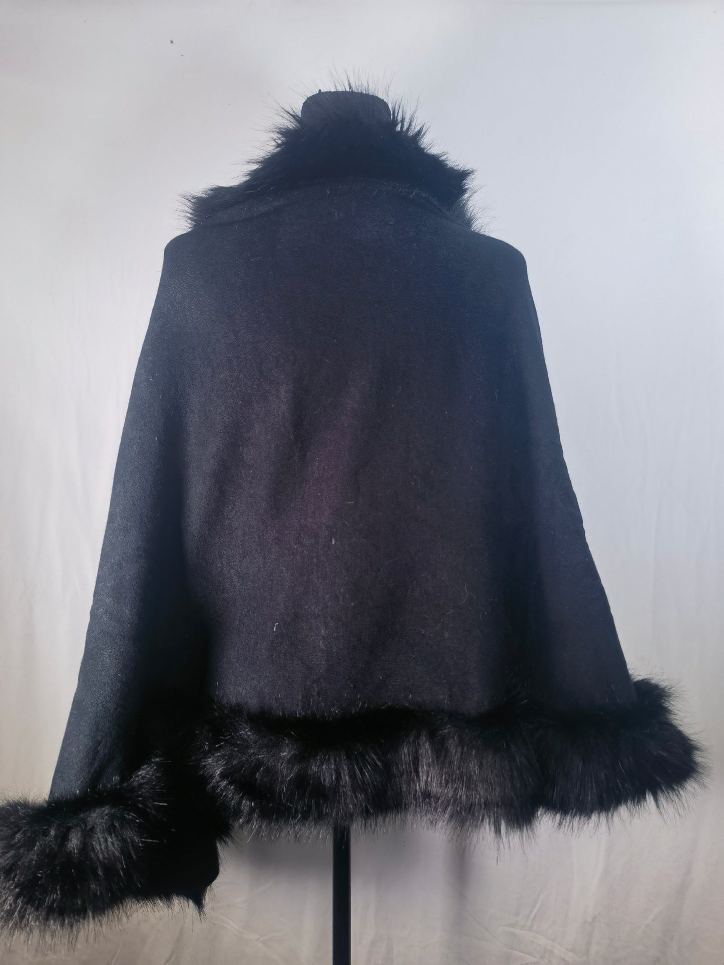 Faux Fur Collar Wool Cashmere Poncho Capes Winter Women Knitted Cardigan Loose Emboss Shawl Coat Search this page Size No