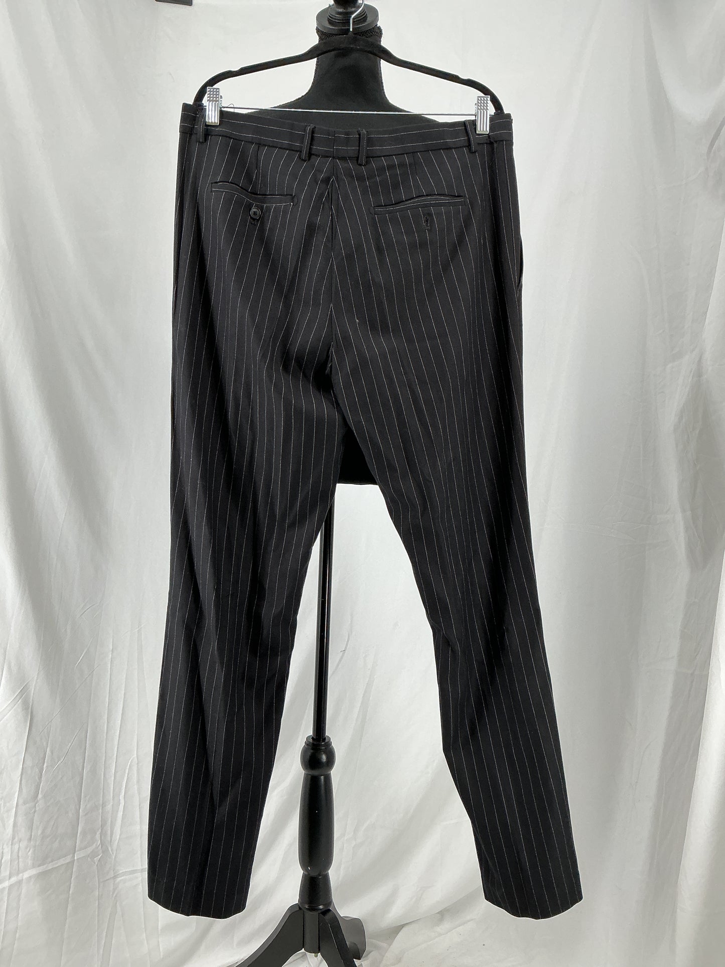 Men’s Black Pinstripe Blazer And Pants – Size L