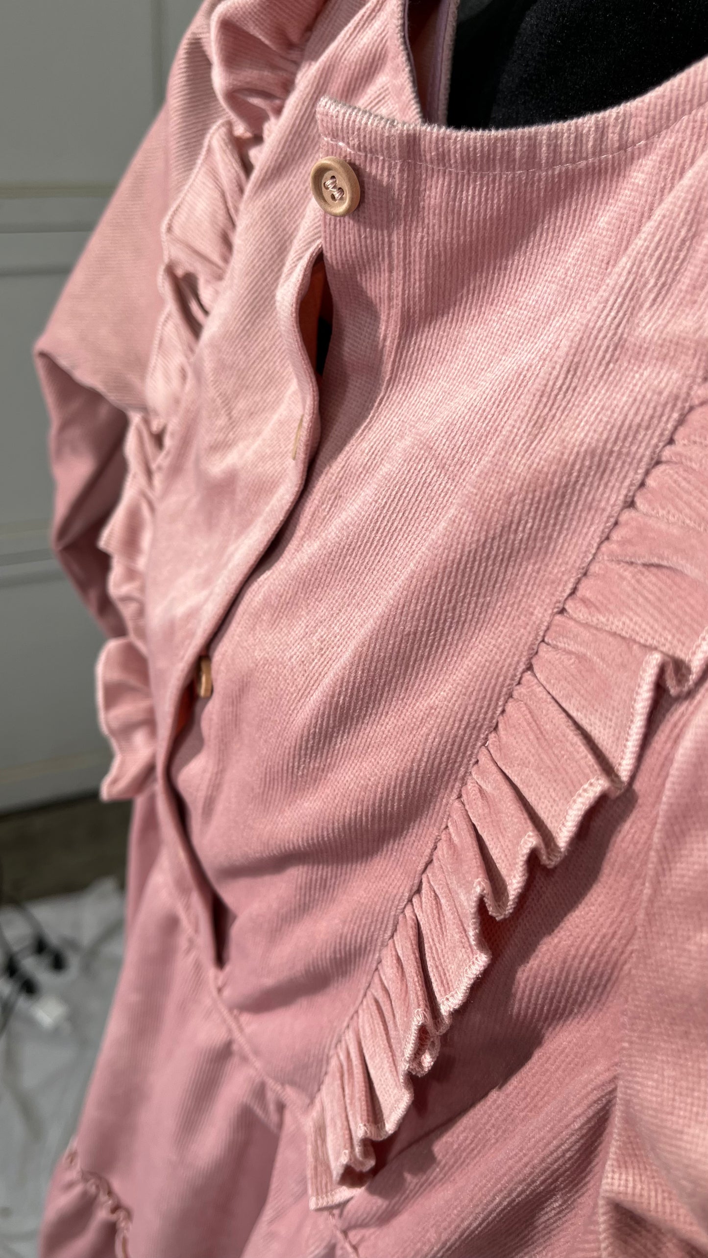 Arshiner Girls Dresses Casual A-line Ruffled Button Long Sleeve Corduroy Swing Dress Size No (Kids)