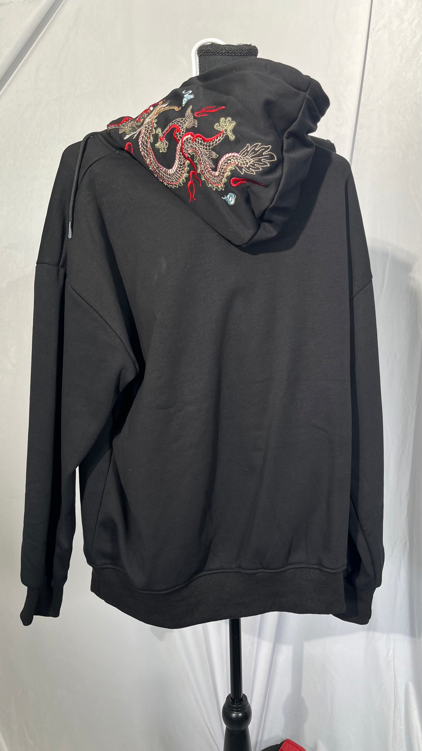 Streetwear Men's Dragon Embroidered Heavyweight Graphic Hoodies Japanese Techwear baggy Anime Hoodie No size