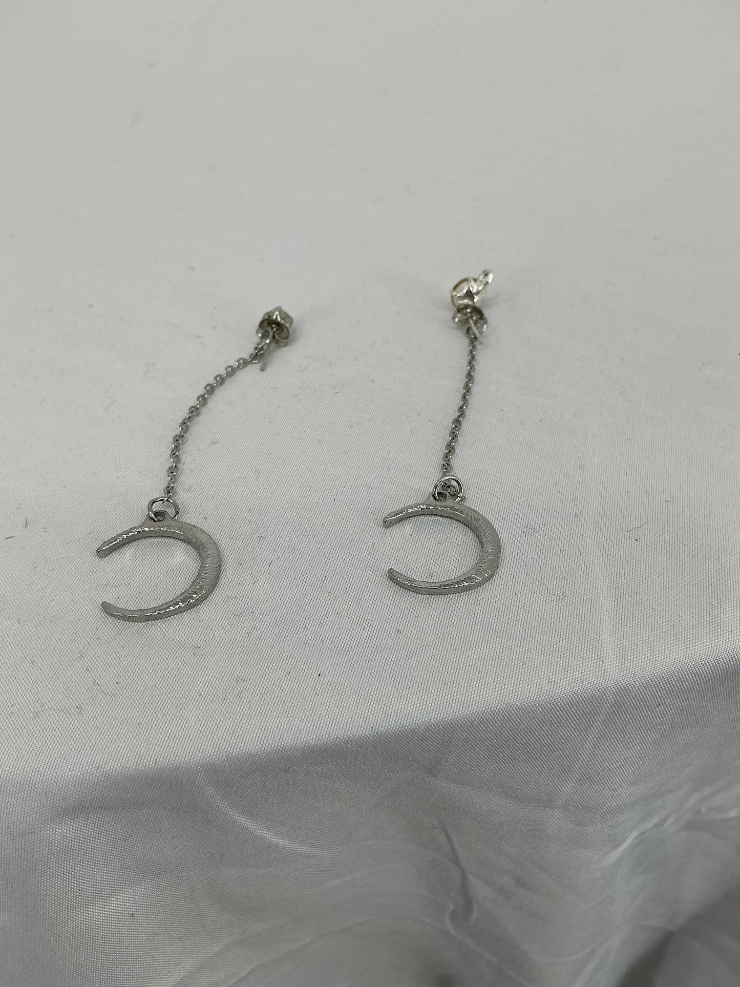 Textured Crescent Moon Drop Earrings