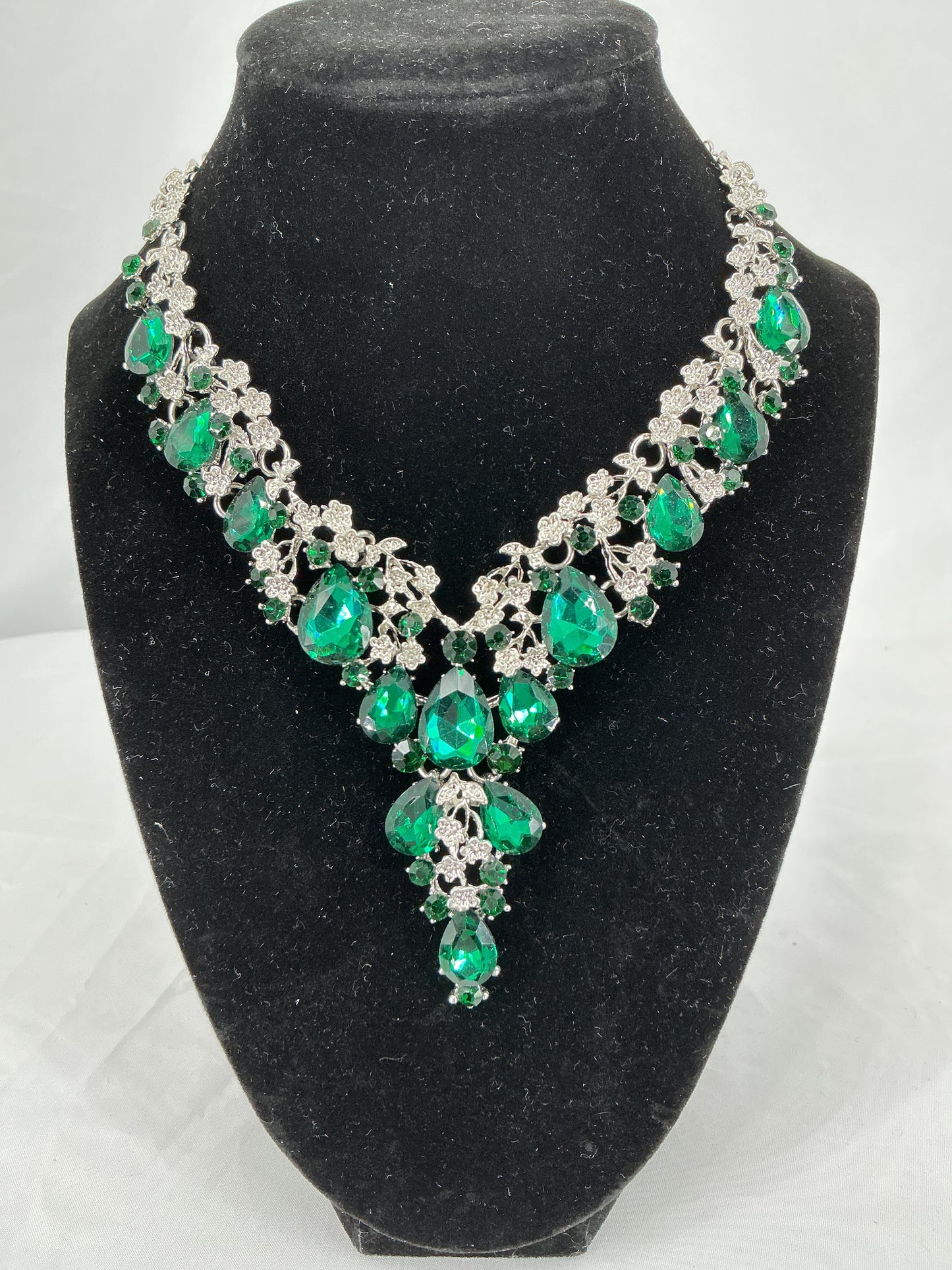 Emerald Empress Floral Cascade Necklace