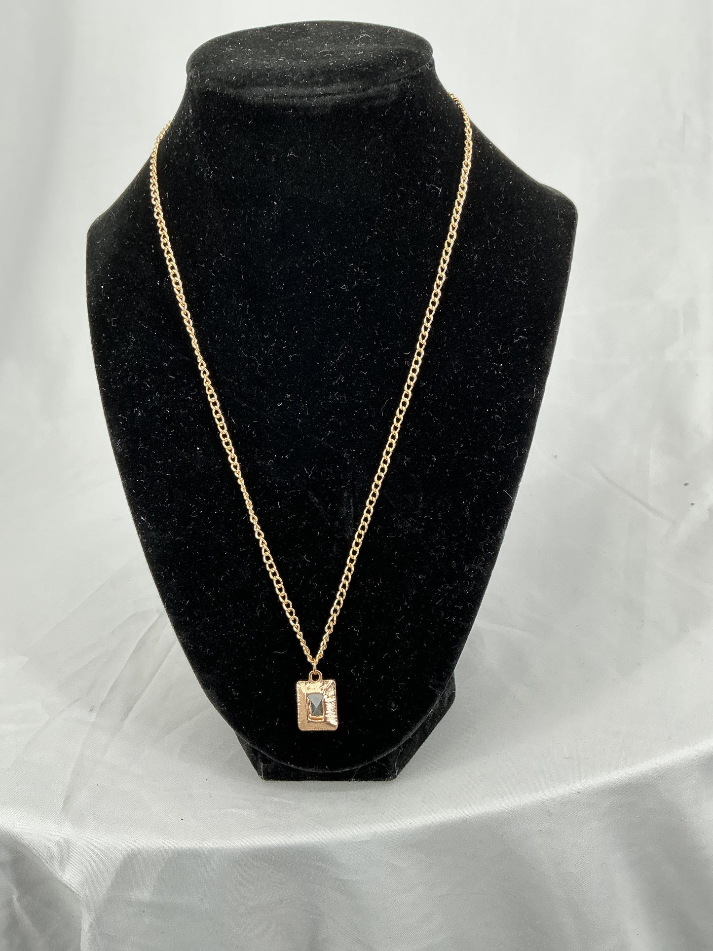 Vintage Gilded Rectangular Emblem Necklace