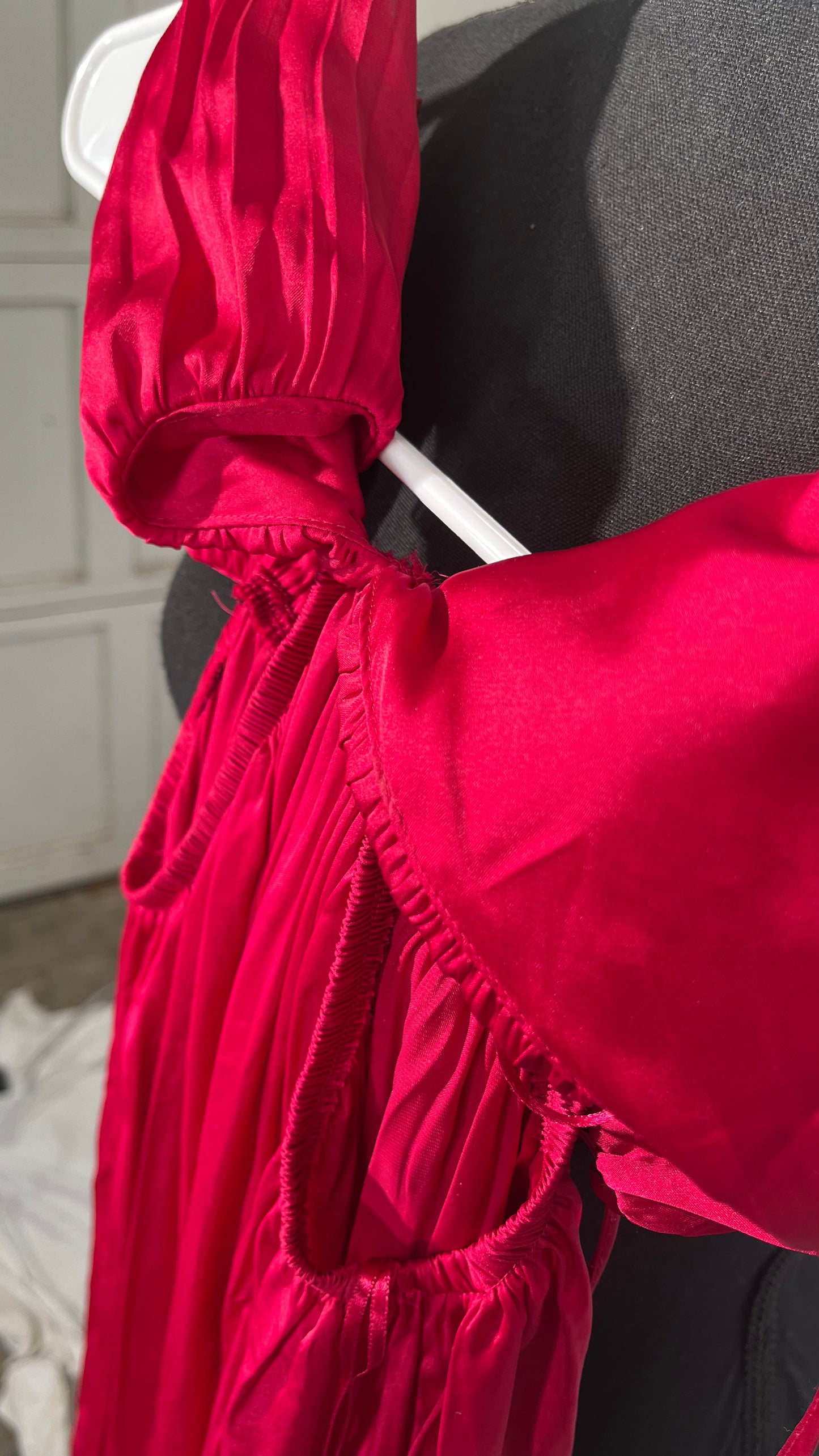 Maternity Dresses Wrap Tulle Maternity Dress Sexy Tube Top Maternity Dress, Trailing Dress Shooting Props, Comfortable Lace Pregnancy Gown (Color : Red, Size : Bust98cm) Size S