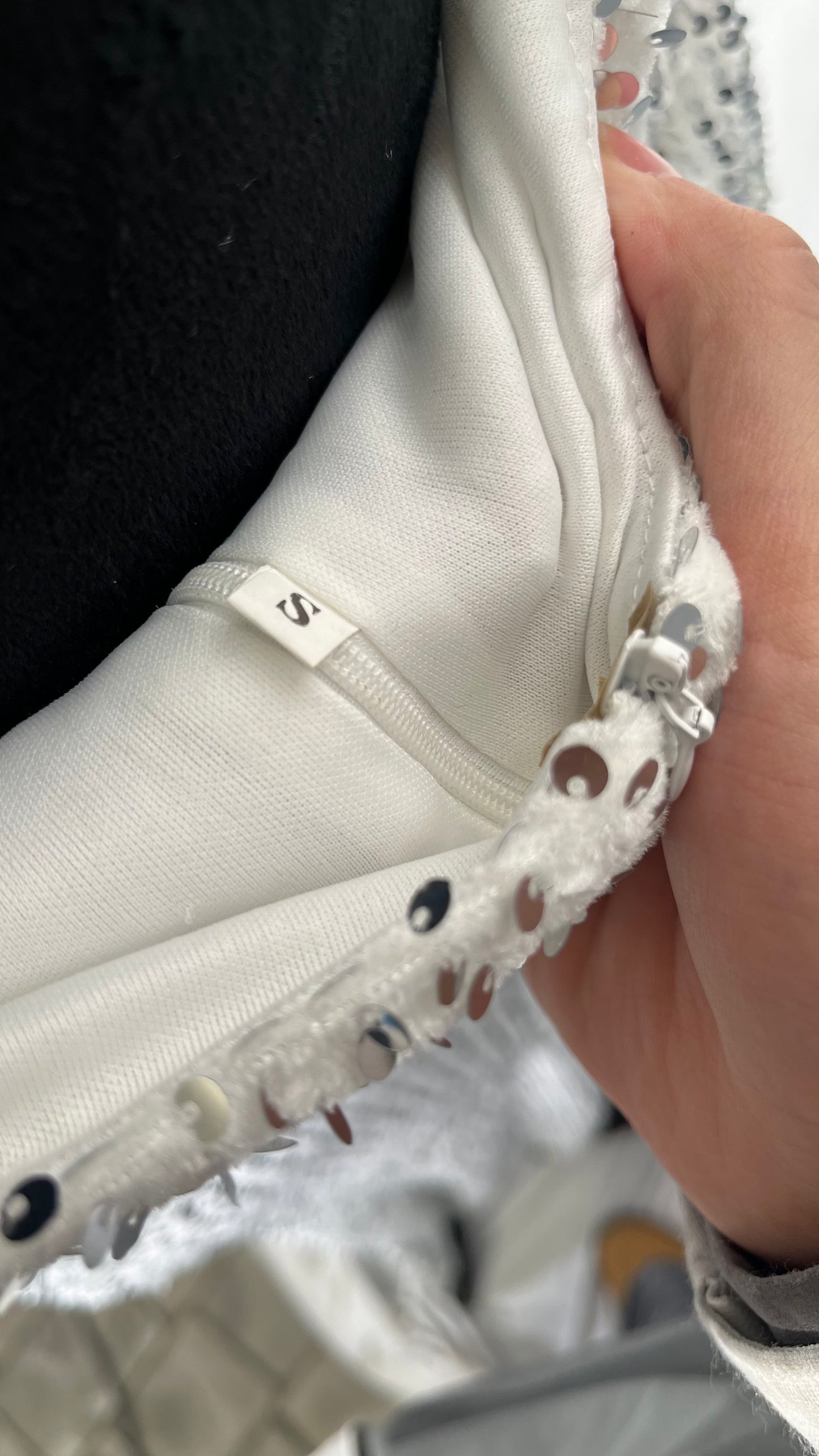 LEIGE Long Sleeve Evening Dreses o-Neck Formal Gowns Sequin Long Sleeved Ladies Annual Meeting (Color : Silver) Size S