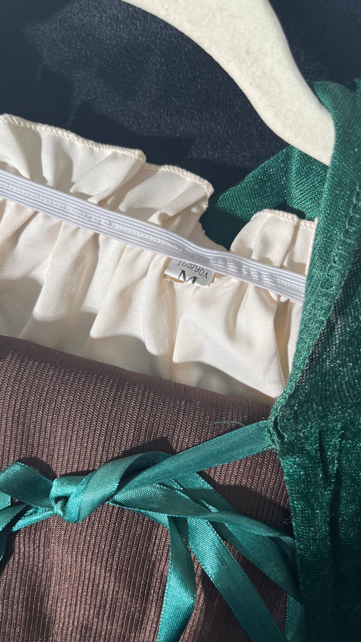 Hunter Emerald Green Crushed Velvet Full Length Hooded Cape - Size M