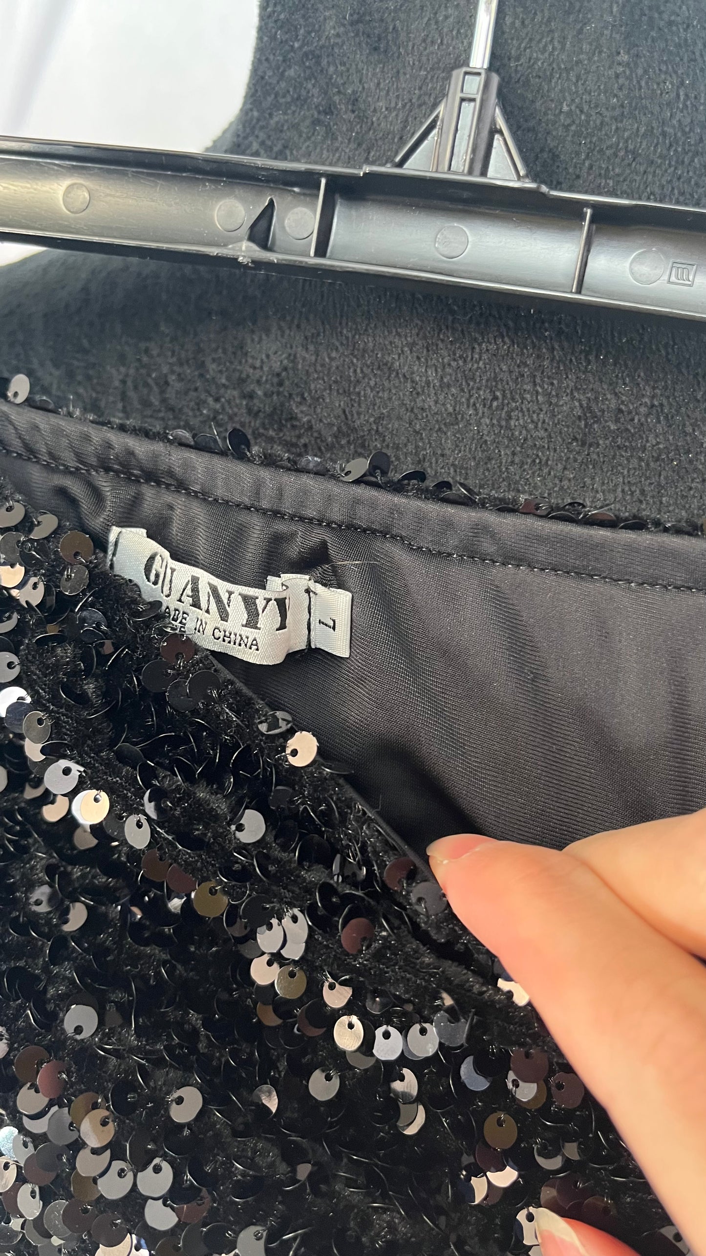 Sparkling Big Sequin Skirt Stretchy Bodycon Mini Party Glitter Skirts Silver Size L