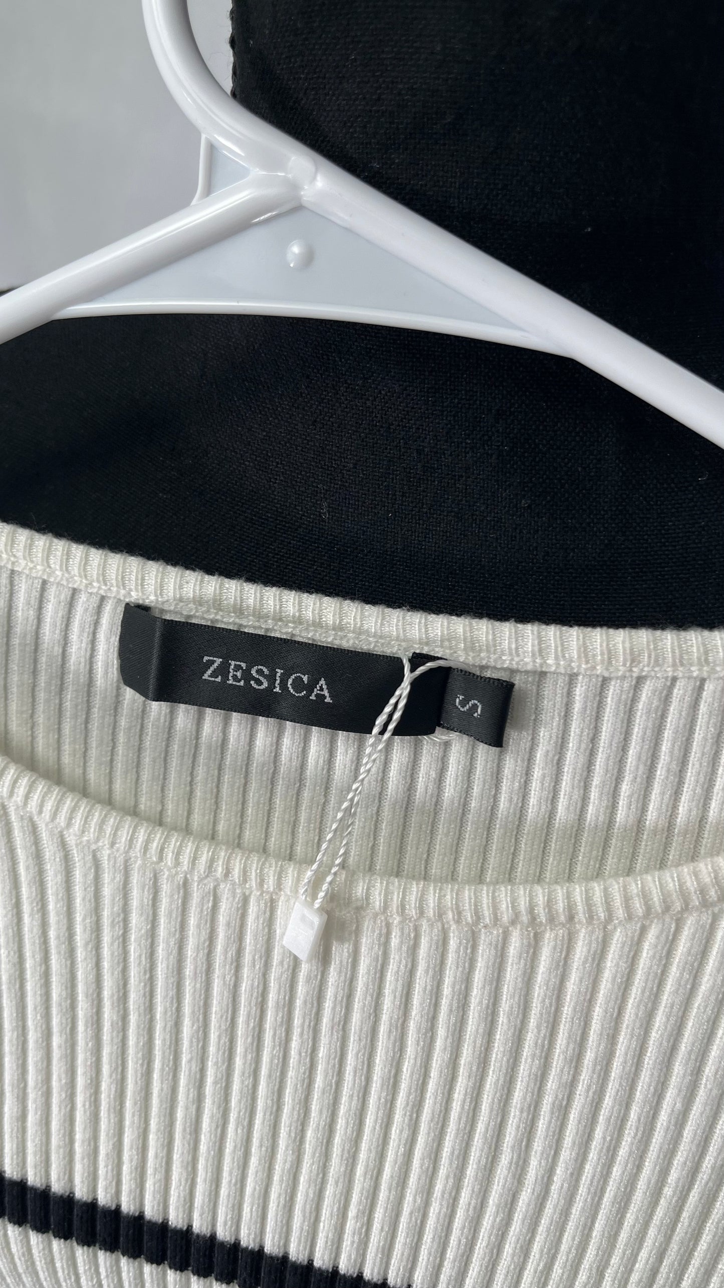 SHEIN Essnce Striped Pattern Scoop Neck Ribbed Knit Sweater,Long Sleeve Tops Size S