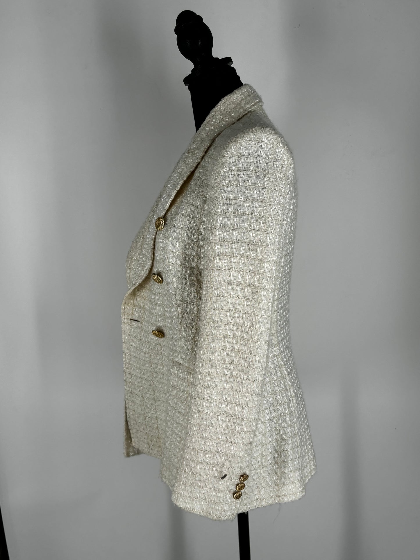 ZARA Women's Classic White Linen Tailored Blazer – Size S