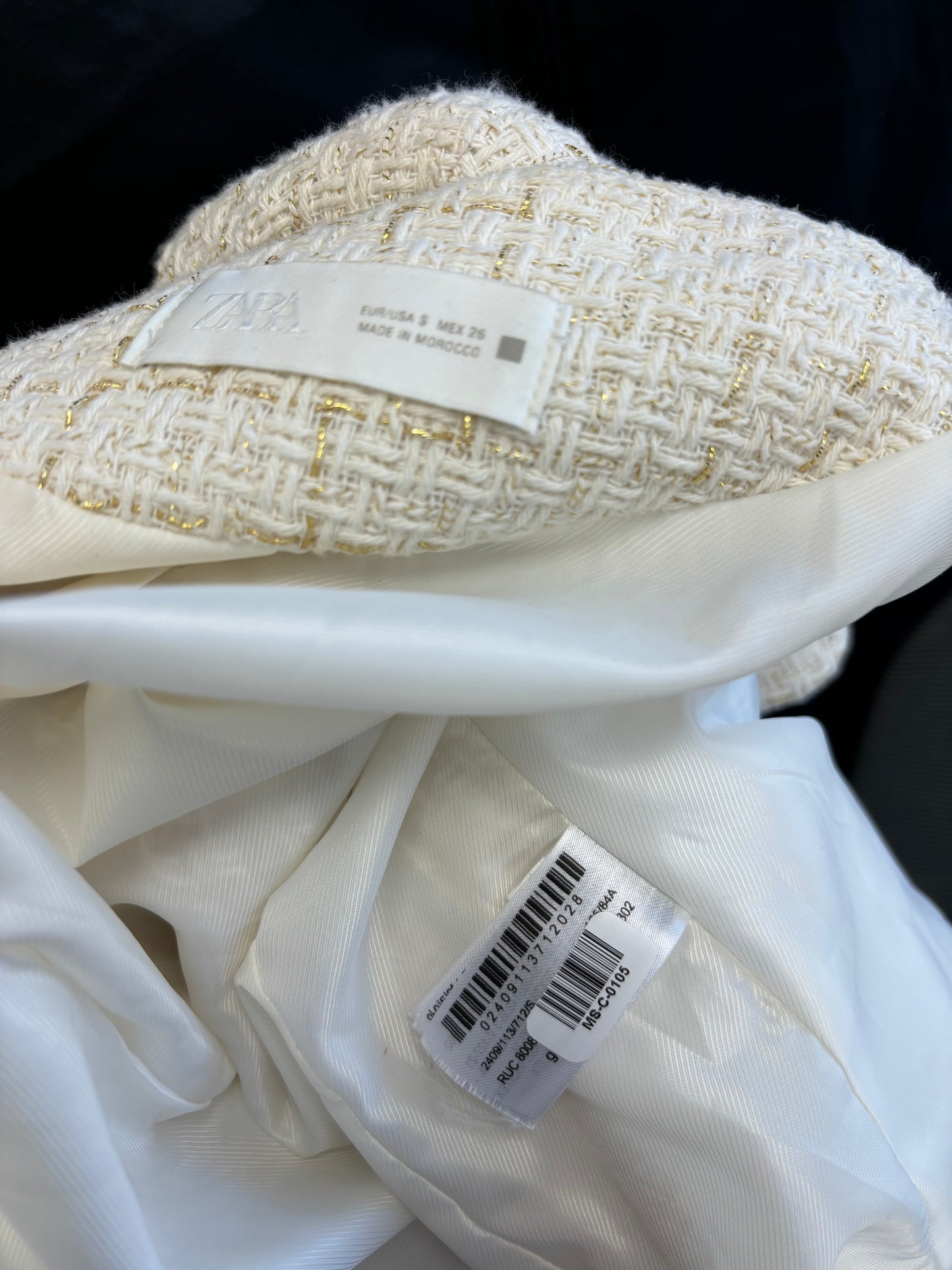 ZARA Women’s White Checkered Fitted Top – Size S