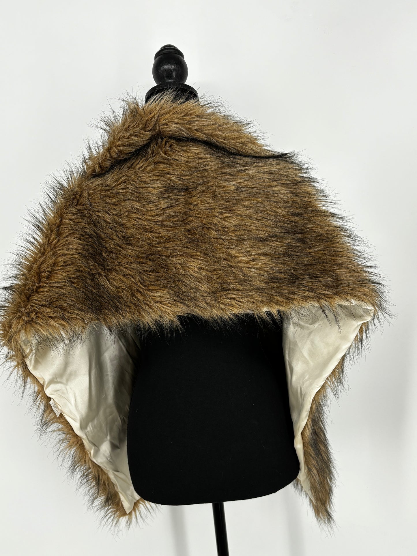 Women’s Brown and Black Long Faux Fur Coat – Size no