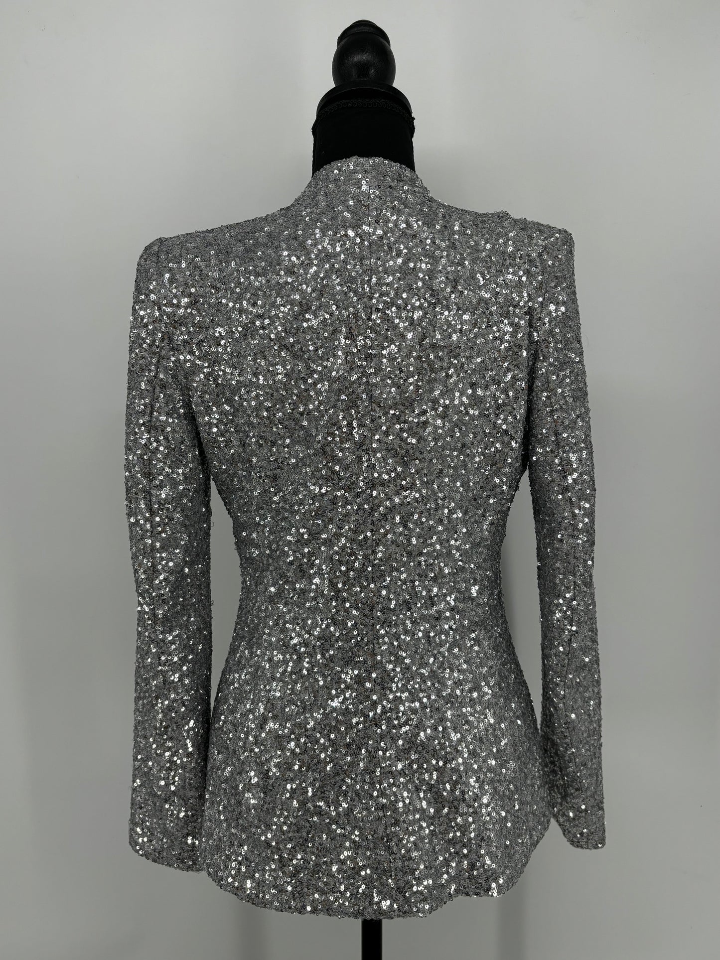 Zara Women’s Silver Sequin V-Neck Blazer size s