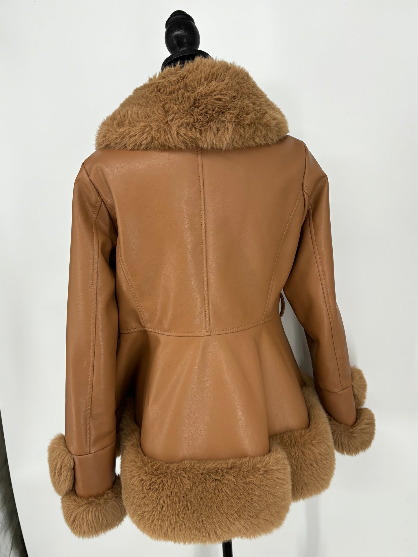 GRANORIENTE Women’s Brown Long Faux Fur Coat size m